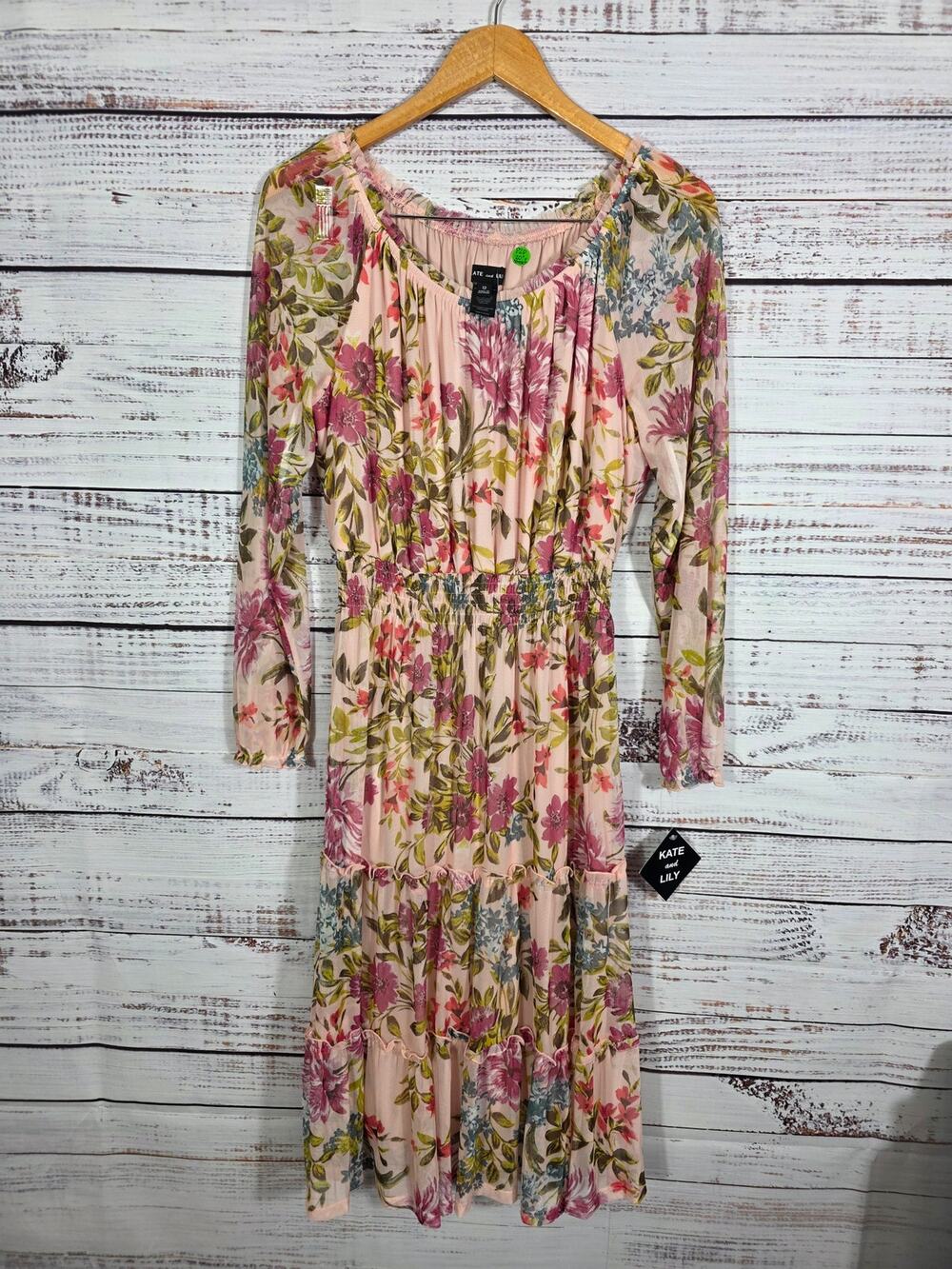 Kate & Lily Women's Size 12 Pink Cottagecore Fairy Spring Summer Midi Dress